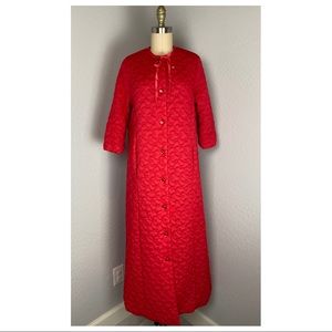 Vintage Vanity Fair Red Quilted House Coat Dress